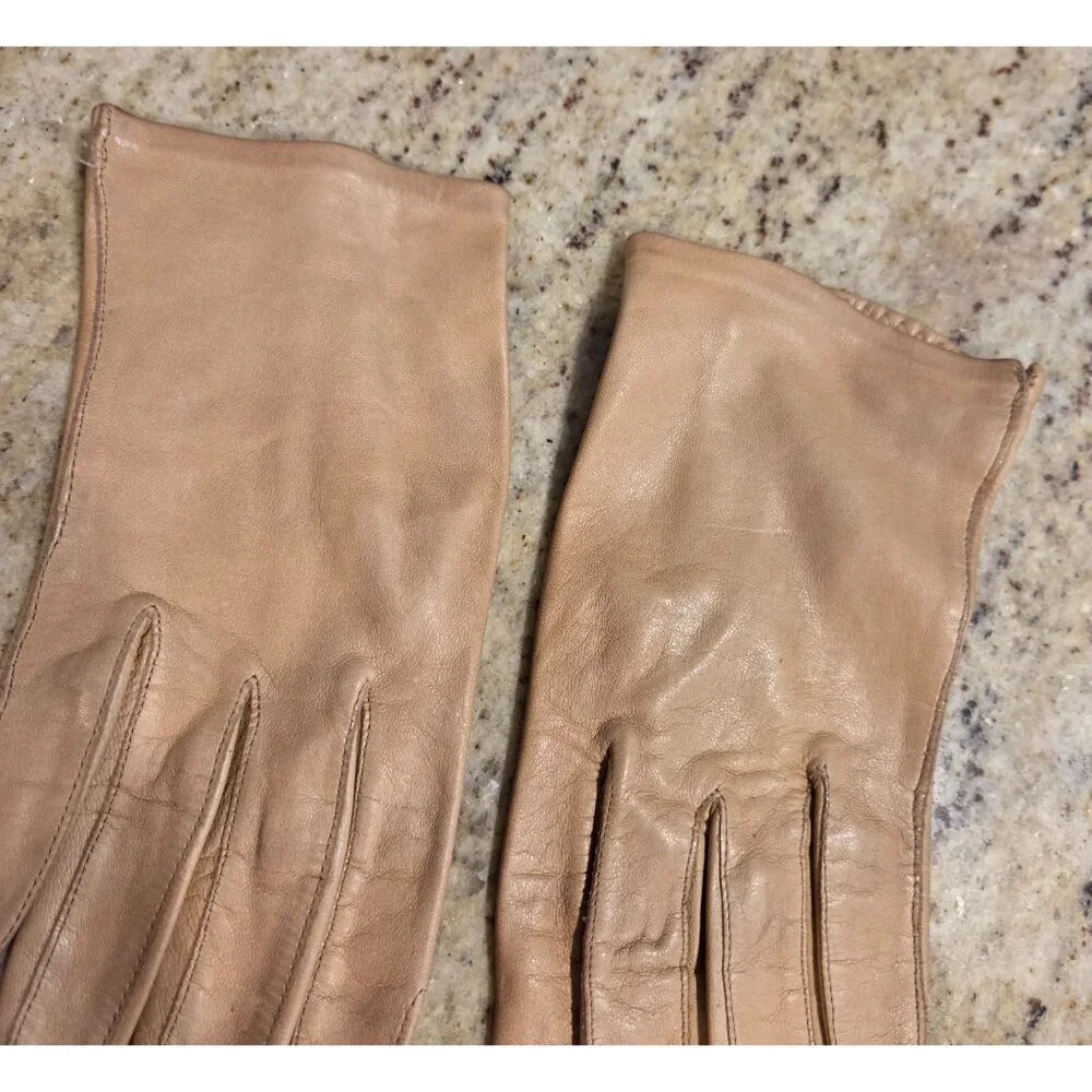 Vintage Womens Size S 6.5 Brown Leather Driving Gloves Fownes